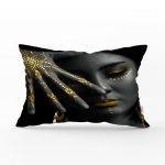 Siyahi Kadın Tasarımlı 3D Dijital Baskılı Modern Dikdörtgen Yastık Kırlent Kılıfı Realhomes