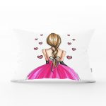 - dikdortgen-3379 - Realhomes Balerin Kız Çizimli Dijital Baskılı 3D Dekoratif Dikdörtgen Yastık Kırlent Kılıfı Realhomes
