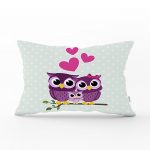 - dikdortgen-425 - Realhomes Baykuş Desenli Dijital Baskılı Dekoratif Dikdörtgen Yastık Kırlent Kılıfı Realhomes