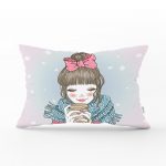 - dikdortgen-587 - Realhomes  Fashion Girl Dijital Baskılı Modern Dikdörtgen Yastık Kırlent Kılıfı Realhomes
