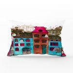 Ev Motifli Dijital Baskılı Dekoratif Dikdörtgen Yastık Kırlent Kılıfı Realhomes