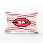 Dudak Resimli Dijital Baskılı Dekoratif Dikdörtgen Yastık Kırlent Kılıfı Realhomes