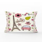- dikdortgen-78 - Realhomes  Eyfel Kulesi Desenli Dijital Baskılı Dekoratif Dikdörtgen Yastık Kırlent Kılıfı Realhomes