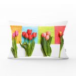 - dikdortgen-806 - Realhomes Renkli Laleler Tasarımlı Dijital Baskılı Dikdörtgen Yastık Kırlent Kılıfı Realhomes