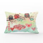 Baykuş Resimli Dijital Baskılı Dekoratif Dikdörtgen Yastık Kırlent Kılıfı Realhomes