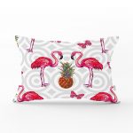 - dikdortgen-988 - Realhomes Flamingo Desenli Dijital Baskılı Dekoratif Dikdörtgen Yastık Kırlent Kılıfı Realhomes