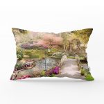 - dikdortgen-cicekbahcesi - Realhomes Otantik Bahçe Yağlıboya Tasarımlı Dekoratif Dikdörtgen Yastık Kırlent Kılıfı Realhomes