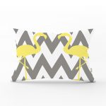 - dikdortgen-grizigfila - Realhomes Gri ve Sarı Flamingo Tasarımlı Dijital Baskılı Dikdörtgen Yastık Kırlent Kılıfı Realhomes