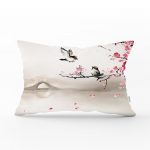 - dikdortgen-kuslar - Realhomes Suluboya Çizimde Serçeler Tasarımlı Dekoratif Dikdörtgen Yastık Kılıfı Realhomes