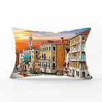 Venedik Renkli Evler Özel Tasarımlı Dijital Baskılı Dikdörtgen Yastık Kırlent Kılıfı Realhomes