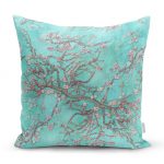 - realhomesK3001 - Realhomes  Yağlı Boya Yeşil Ağaç Motifleri Dijital Baskılı Yastık Kırlent Kılıfı Realhomes