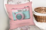 - realhomesK3008-1 - Realhomes Nostaljik Fotoğraf Makinası 3D Dijital Baskılı Yastık Kırlent Kılıfı Realhomes