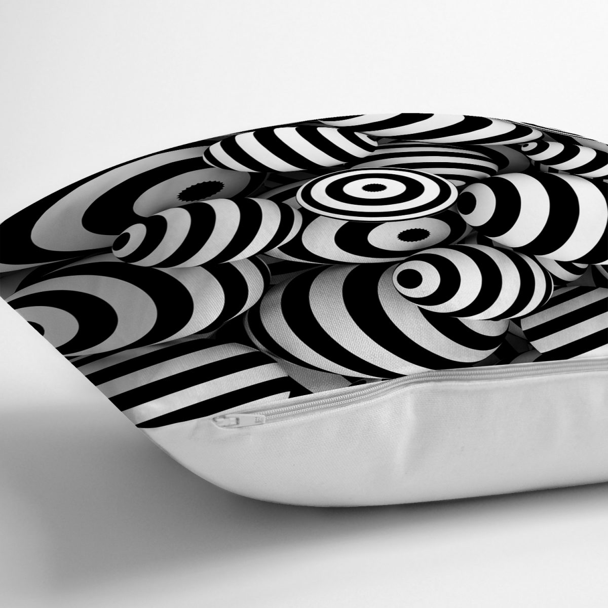 Siyah Beyaz 3 Boyutlu Küreler Dijital Baskılı Yastık Kırlent Kılıfı Realhomes