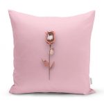 - realhomesK3019 - Realhomes  Pembe Zeminli Altın Gül 3D Baskılı Yastık Kırlent Kılıfı Realhomes