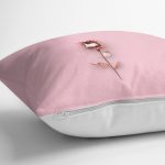 - realhomesK3019-2 - Realhomes  Pembe Zeminli Altın Gül 3D Baskılı Yastık Kırlent Kılıfı Realhomes