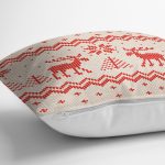 - realhomesK3020-2 - Realhomes  Kanaviçe Motifli Yılbaşı Temalı Dijital Baskılı Kırlent Kılıfı Realhomes