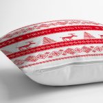 - realhomesK3026-2 - Realhomes Merry Christmas Kanaviçe Görünümlü Geyikler Baskılı Yastık Kırlent Kılıfı Realhomes