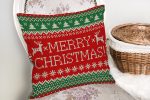 - realhomesK3034-1 - Realhomes Merry Christmas Motifli Dijital Baskılı Yastık Kırlent Kılıfı Realhomes