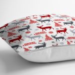 - realhomesK3035-2 - Realhomes  Yılbaşı Geyik ve Ağaçlar Temalı Dekoratif Yastık Kırlent Kılıfı Realhomes