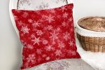 - realhomesK3051-1 - Realhomes  Kırmızı Zeminde Kar Taneleri Dekoratif Yastık Kırlent Kılıfı Realhomes