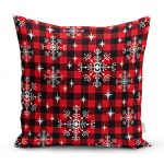 - realhomesK3076 - Realhomes Siyah Beyaz Ekose Desenli Altın Yaldızlı Dekoratif Yastık Kılıfı Realhomes