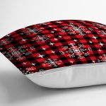 - realhomesK3076-2 - Realhomes Siyah Beyaz Ekose Desenli Altın Yaldızlı Dekoratif Yastık Kılıfı Realhomes