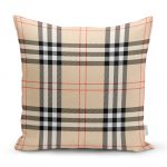 - realhomesK3078 - Realhomes  Krem Zeminli Ekose Desenli Dekoratif Yastık Kırlent Kılıfı Realhomes