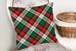 Yeşil Kırmızı Beyaz Ekose Desenli Dekoratif Yastık Kırlent Kılıfı Realhomes