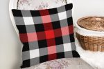 - realhomesK3080-1 - Realhomes Siyah Kırmızı Beyaz Ekose Desenli Dekoratif Yastık Kırlent Kılıfı Realhomes