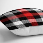 - realhomesK3080-2 - Realhomes Siyah Kırmızı Beyaz Ekose Desenli Dekoratif Yastık Kırlent Kılıfı Realhomes