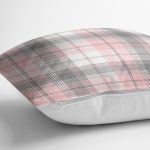 - realhomesK3081-2 - Realhomes  Pembe Gri Ekose Desenli Dekoratif Yastık Kırlent Kılıfı Realhomes