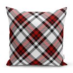 - realhomesK3083 - Realhomes Kırmızı Siyah Çapraz Ekose Desenli Dekoratif Yastık Kırlent Kılıfı Realhomes