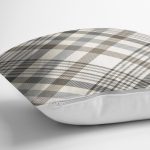 - realhomesK3087-2 - Realhomes Gri Krem Ekose Desenli Dijital Baskılı Dekoratif Yastık Kırlent Kılıfı Realhomes