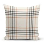 - realhomesK3088 - Realhomes Krem Renkte Ekose Desenli Dekoratif Yastık Kırlent Kılıfı Realhomes