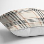 - realhomesK3088-2 - Realhomes Krem Renkte Ekose Desenli Dekoratif Yastık Kırlent Kılıfı Realhomes