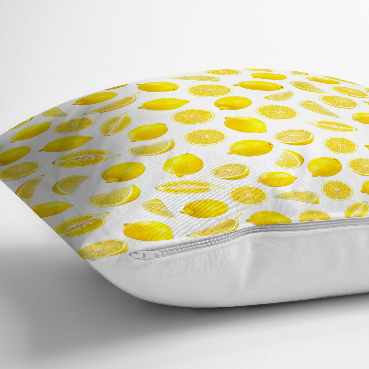 Limon Desenli 3D Dijital Baskılı Dekoratif Yastık Kırlent Kılıfı Realhomes