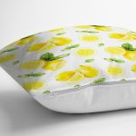 - realhomesK3095-2 - Realhomes Beyaz Zeminde Limonlar Desenli Dijital Baskılı Yastık Kırlent Kılıfı Realhomes