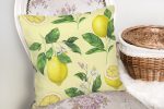 - realhomesK3096-1 - Realhomes Krem Zeminli Limon Desenli Dekoratif Yastık Kırlent Kılıfı Realhomes