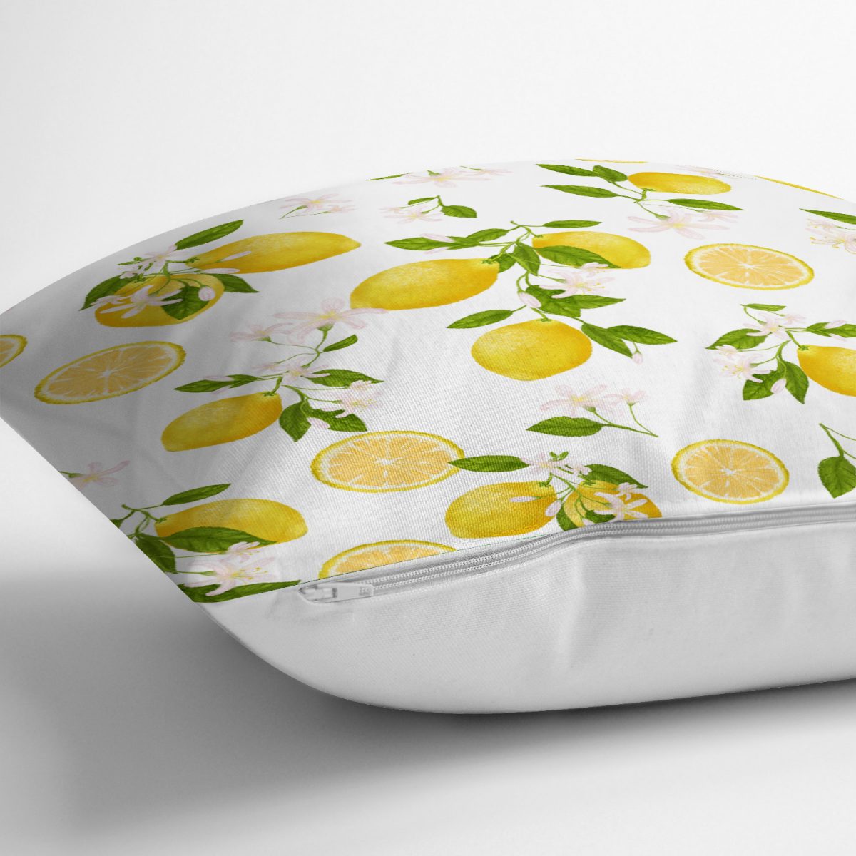 Limon Desenli İlkbahar Renkleri Dijital Baksılı Yastık Kırlent Kılıfı Realhomes