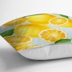 - realhomesK3101-2 - Realhomes  Mavi Zeminli Limon Desenli Dekoratif Yastık Kırlent Kılıfı Realhomes