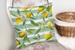 - realhomesK3104-1 - Realhomes Yeşil Çizgili Limon Desenli Dijital Baskılı Dekoratif Yastık Kırlent Kılıfı Realhomes