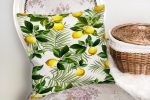 - realhomesK3105-1 - Realhomes  Limon Yaprakları Desenli Dijital Baskılı Yastık Kırlent Kılıfı Realhomes