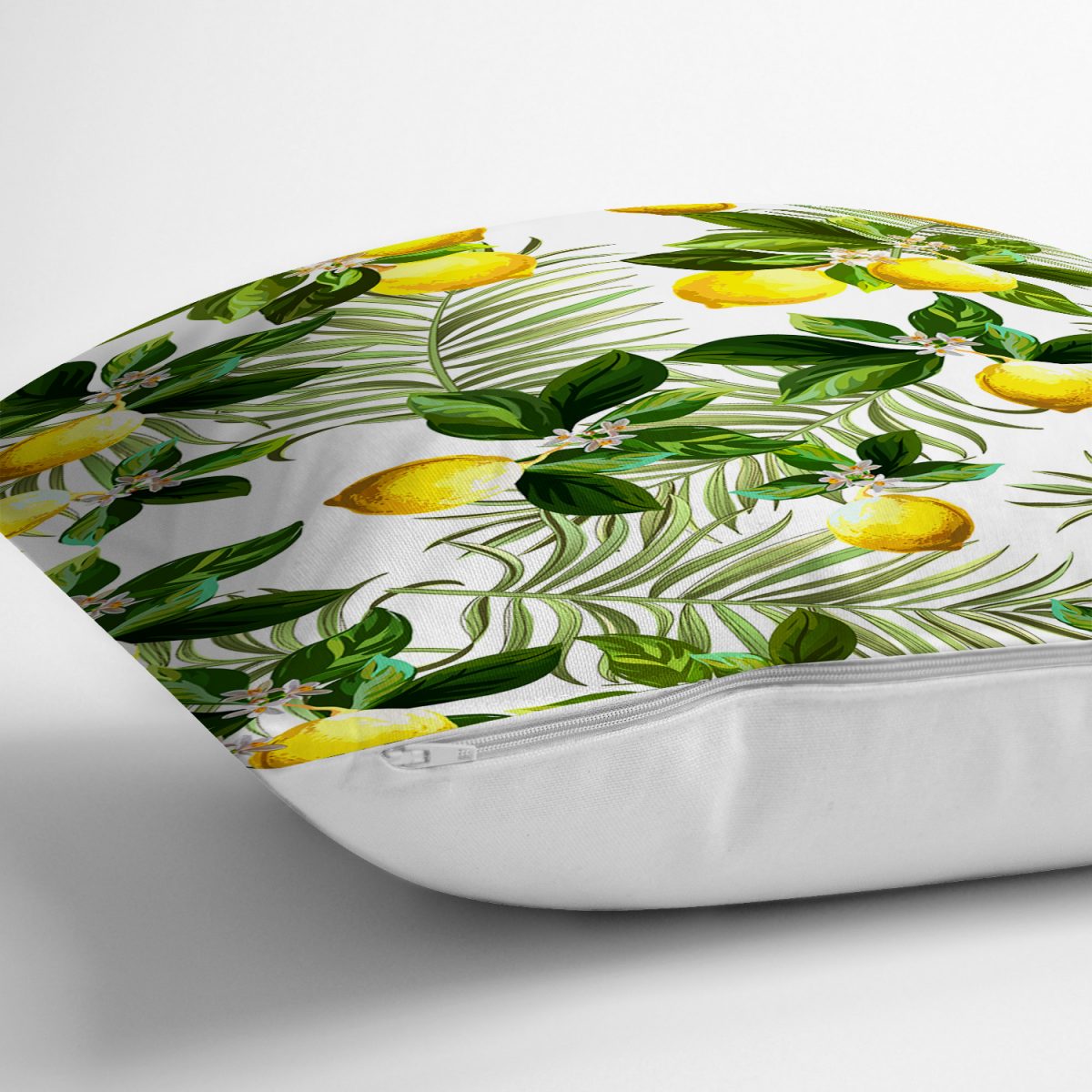 Limon Yaprakları Desenli Dijital Baskılı Yastık Kırlent Kılıfı Realhomes