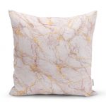 - realhomesK3122 - Realhomes Altın Yaldızlı Açık Renk Mermer Desenli Yastık Kırlent Kılıfı Realhomes