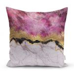 - realhomesK3128 - Realhomes Mürdüm Beyaz Altın Desenli Modern Yastık Kırlent Kılıfı Realhomes