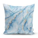 - realhomesK3129 - Realhomes  Mavi Renkli Mermer Desenli Dijital Baskılı Yastık Kırlent Kılıfı Realhomes