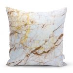 - realhomesK3130 - Realhomes Beyaz Mermer Desenli Dijital Baskılı Yastık Kırlent Kılıfı Realhomes