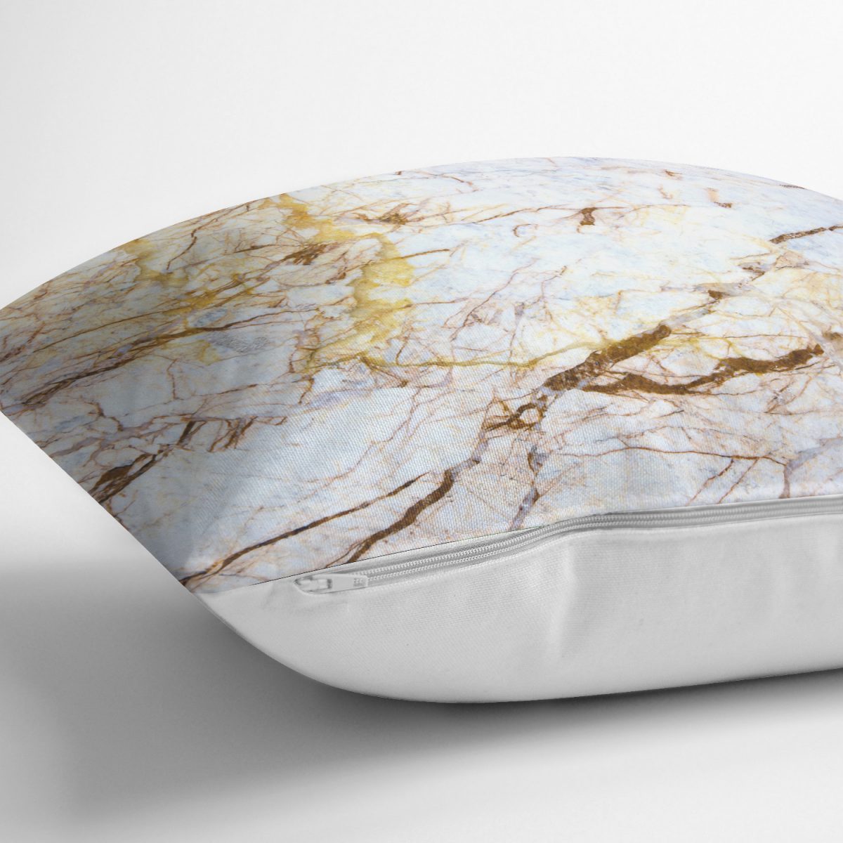 Beyaz Mermer Desenli Dijital Baskılı Yastık Kırlent Kılıfı Realhomes