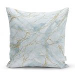 - realhomesK3131 - Realhomes  Altın Çizgili Mavi Zeminli Dijital Baskılı Yastık Kırlent Kılıfı Realhomes