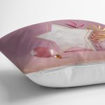 - realhomesK3139-2 - Realhomes  Modern Pembe Zeminli 3D Yıldız Desenli Dekoratif Yastık Kırlent Kılıfı Realhomes